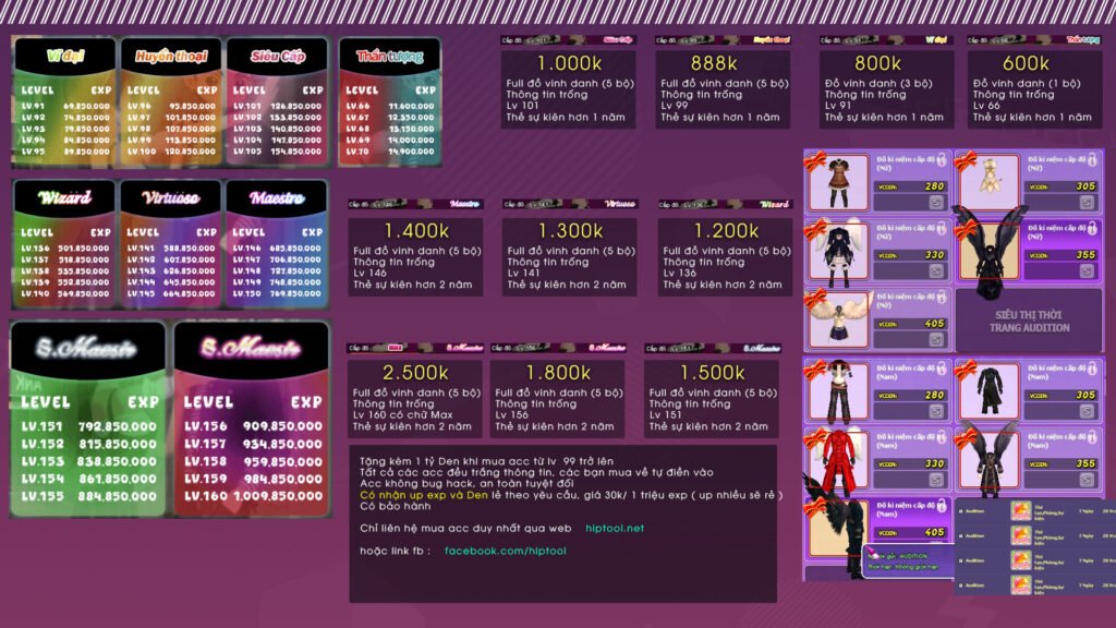 mua acc audition lv max, lv max audition, lv cao audition